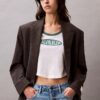 Camisola de alças em algodão e caxemira Camisola de alças em algodão e caxemira