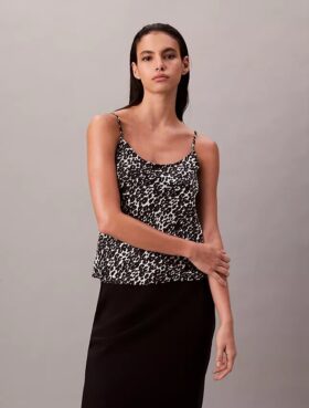 Camisola de alças em cetim estampado