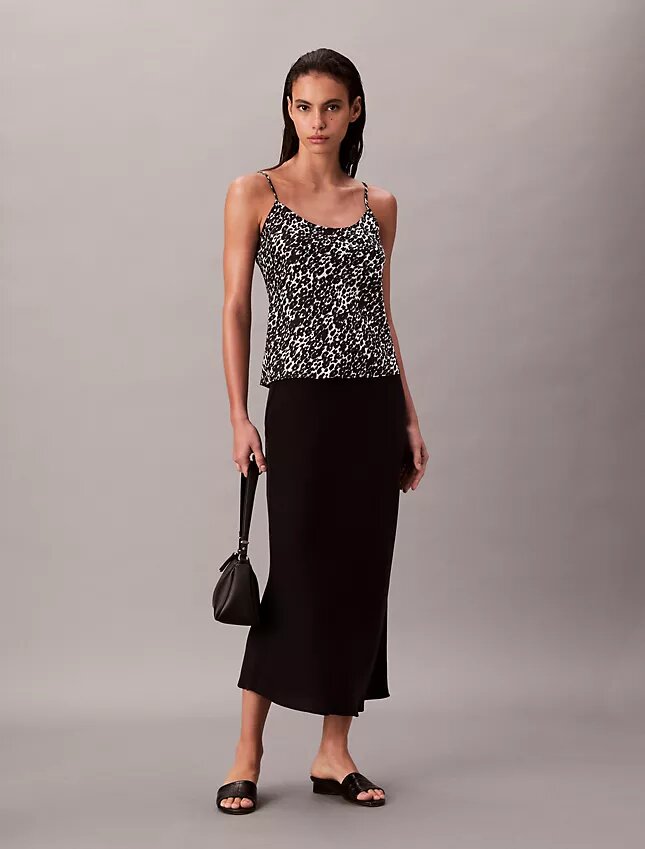 Camisola de alças em cetim estampado Camisola de alças em cetim estampado
