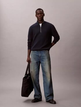 Camisola de algodão suave com fecho de correr