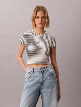 Camisola de bebé com riscas e canelado Monogram