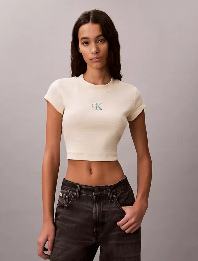 Camisola de bebé com riscas e canelado Monogram Camisola de bebé com riscas e canelado Monogram
