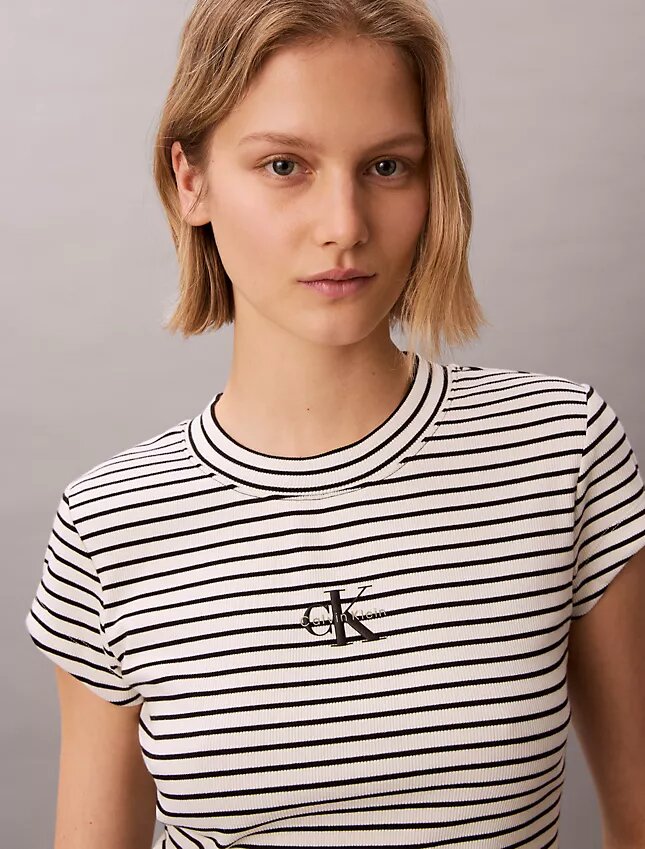 Camisola de bebé com riscas e canelado Monogram Camisola de bebé com riscas e canelado Monogram