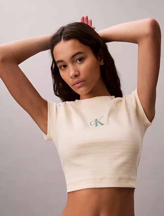 Camisola de bebé com riscas e canelado Monogram Camisola de bebé com riscas e canelado Monogram