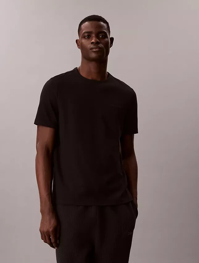 Camisola de dormir com gola redonda em piqué Camisola de dormir com gola redonda em piqué