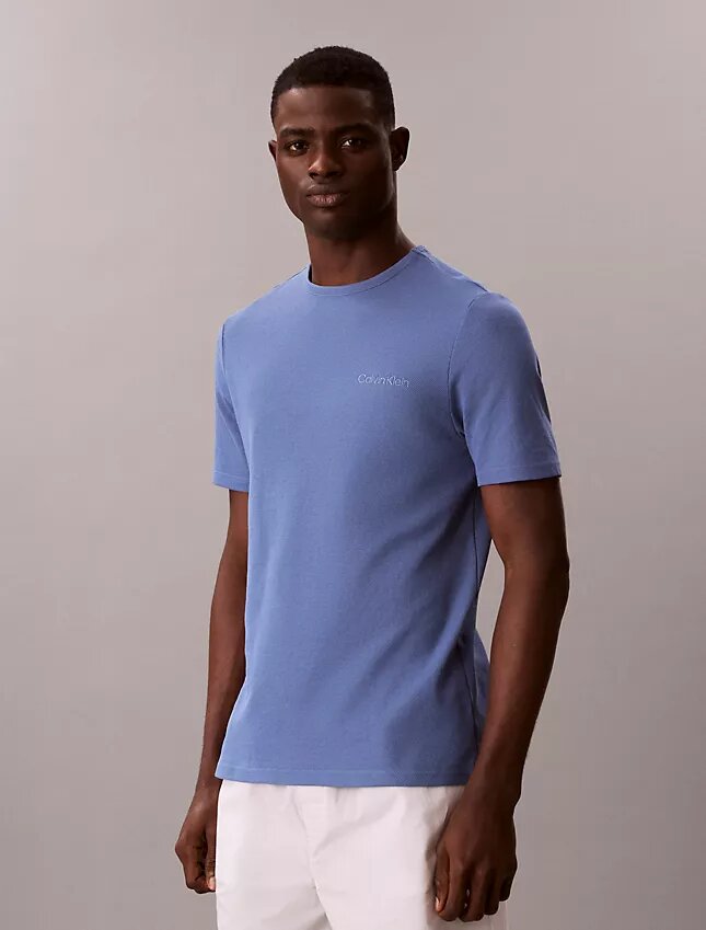 Camisola de dormir com gola redonda em piqué Camisola de dormir com gola redonda em piqué