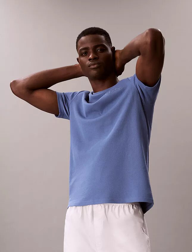 Camisola de dormir com gola redonda em piqué Camisola de dormir com gola redonda em piqué