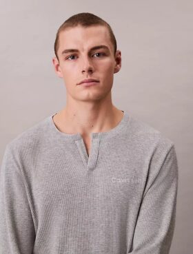 Camisola de dormir Henley em malha waffle