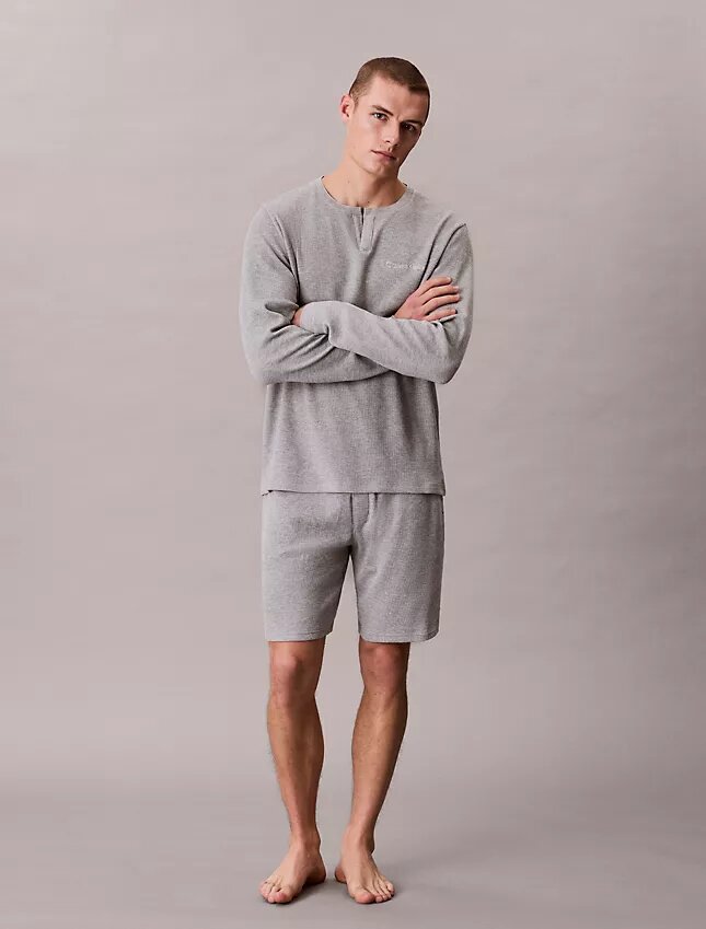 Camisola de dormir Henley em malha waffle Camisola de dormir Henley em malha waffle