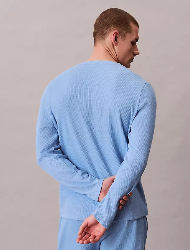 Camisola de dormir Henley em malha waffle Camisola de dormir Henley em malha waffle