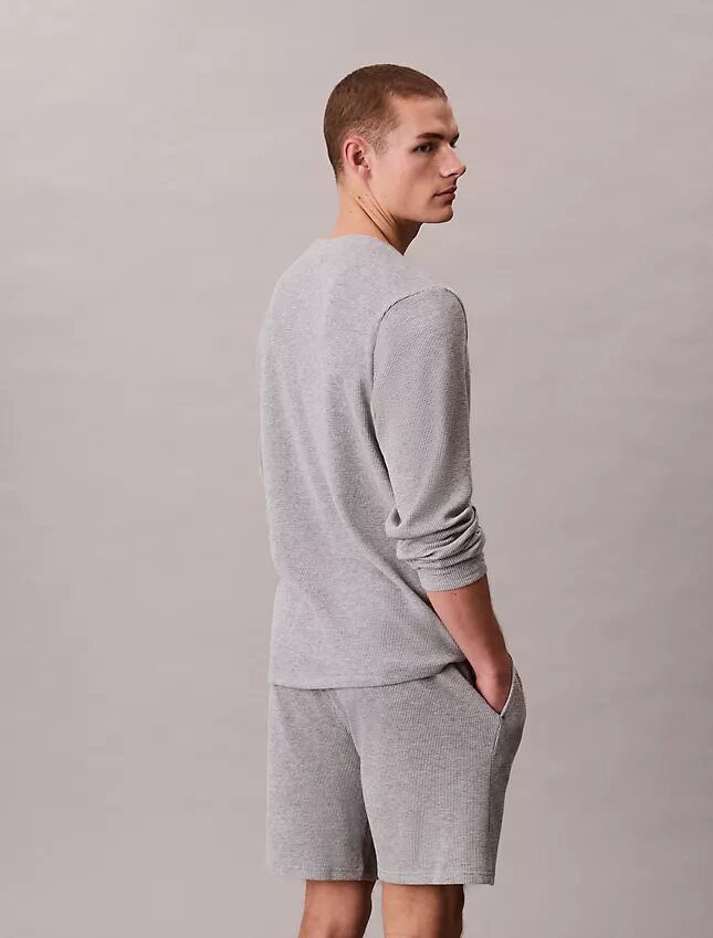 Camisola de dormir Henley em malha waffle Camisola de dormir Henley em malha waffle