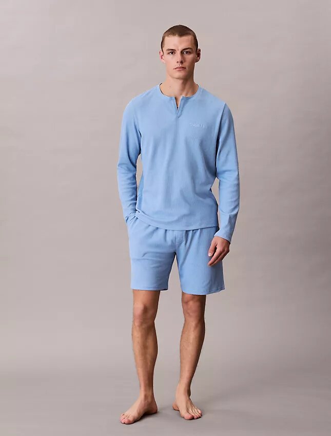 Camisola de dormir Henley em malha waffle Camisola de dormir Henley em malha waffle