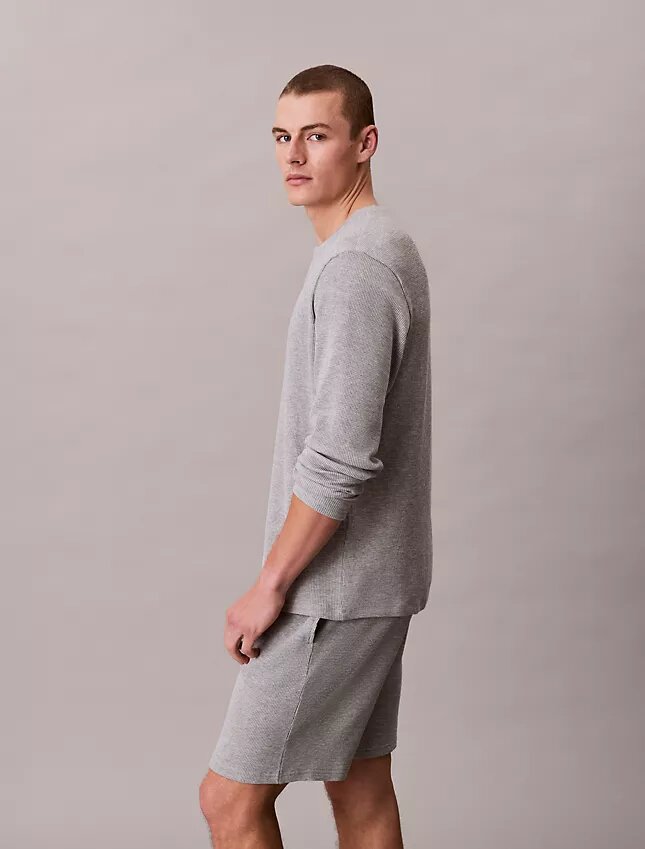 Camisola de dormir Henley em malha waffle Camisola de dormir Henley em malha waffle
