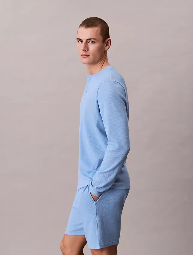 Camisola de dormir Henley em malha waffle Camisola de dormir Henley em malha waffle