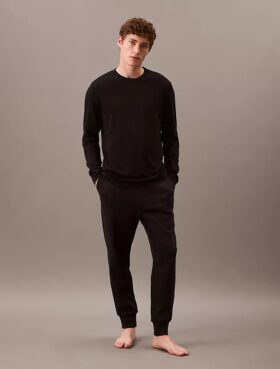 Camisola de dormir preta CK Black Slim com gola redonda