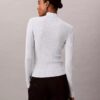 Camisola de gola alta com canelado em mistura de viscose Camisola de gola alta com canelado em mistura de viscose
