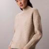 Camisola de gola alta descontraída com canelado fino Camisola de gola alta descontraída com canelado fino