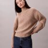 Camisola de gola alta folgada com canelado grosso Camisola de gola alta folgada com canelado grosso