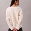 Camisola de gola em V descontraída em lã merino