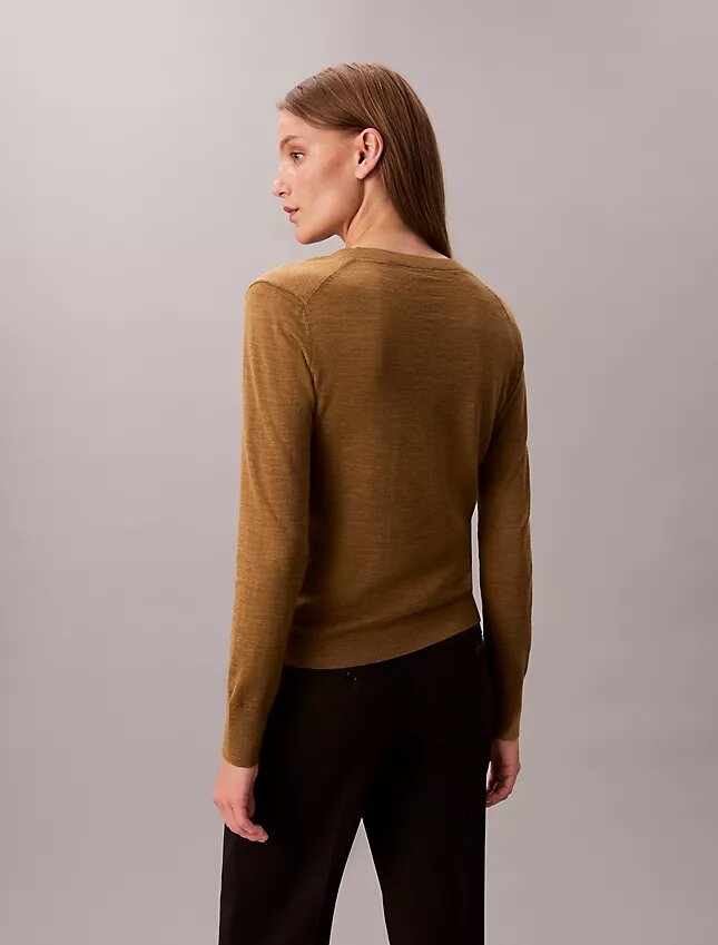 Camisola de gola em V em lã merino Camisola de gola em V em lã merino