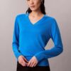 Camisola de gola em V em lã merino Camisola de gola em V em lã merino