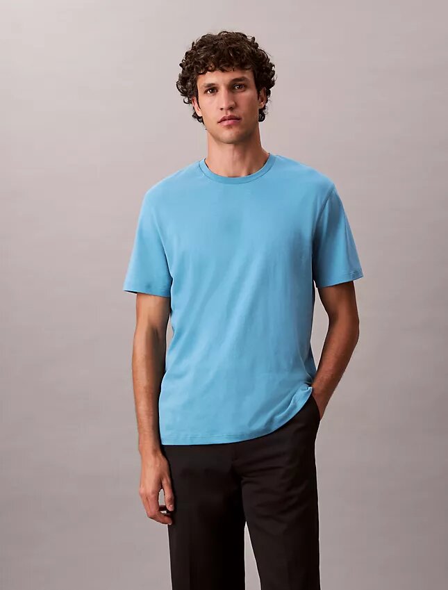 Camisola de gola redonda em algodão Supima Camisola de gola redonda em algodão Supima