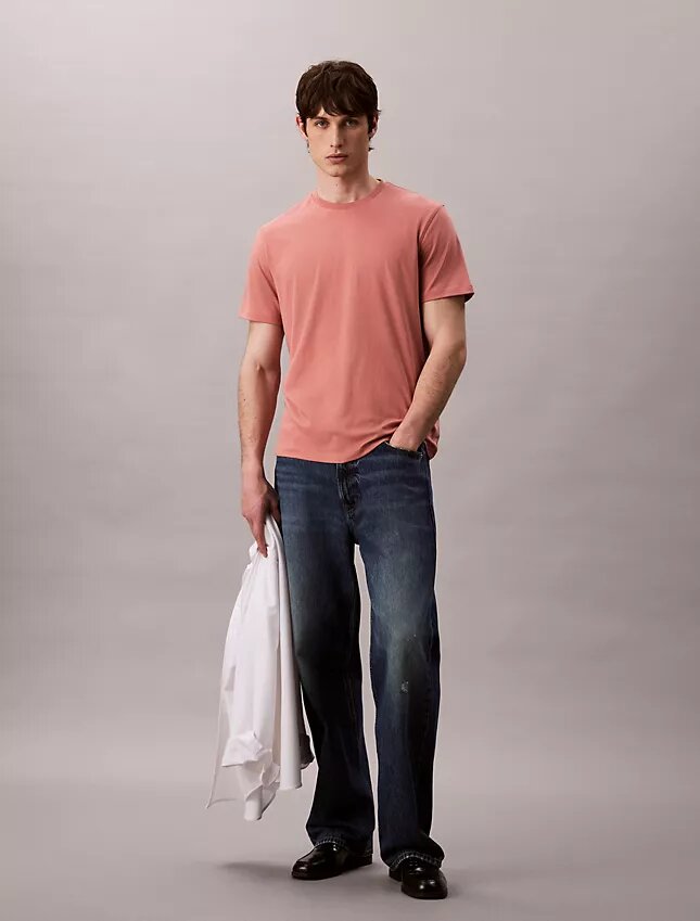 Camisola de gola redonda em algodão Supima Camisola de gola redonda em algodão Supima