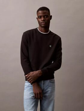 Camisola de gola redonda em malha polar com logótipo de arquivo