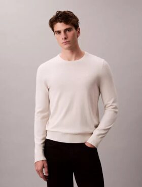 Camisola de gola redonda em mistura de merino extrafina