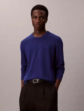 Camisola de gola redonda em mistura de merino extrafina