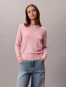 Camisola de gola redonda em mistura de merino extrafina Camisola de gola redonda em mistura de merino extrafina