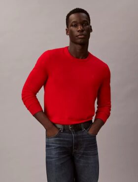 Camisola de gola redonda em mistura de merino extrafina