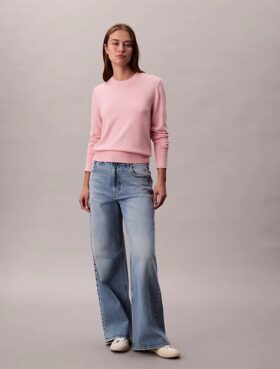 Camisola de gola redonda em mistura de merino extrafina Camisola de gola redonda em mistura de merino extrafina