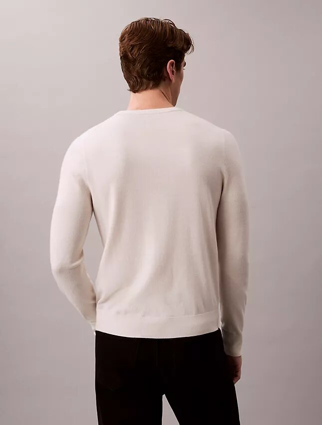 Camisola de gola redonda em mistura de merino extrafina Camisola de gola redonda em mistura de merino extrafina