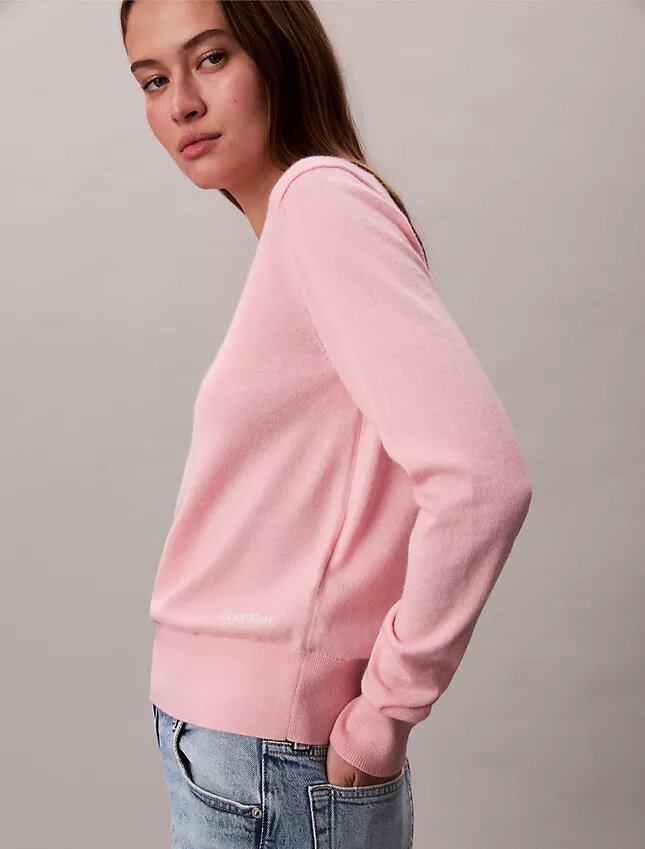 Camisola de gola redonda em mistura de merino extrafina Camisola de gola redonda em mistura de merino extrafina