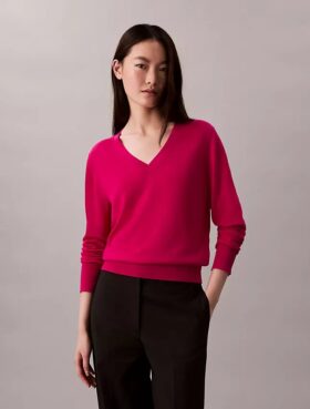 Camisola de Lã Merino com Decote em V