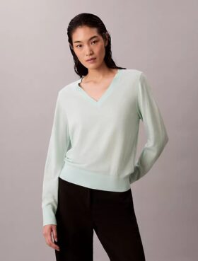 Camisola de Lã Merino com Decote em V