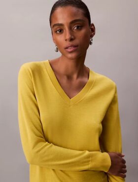 Camisola de Lã Merino com Decote em V