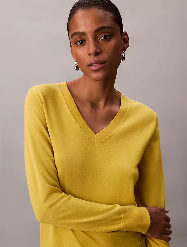 Camisola de Lã Merino com Decote em V Camisola de Lã Merino com Decote em V