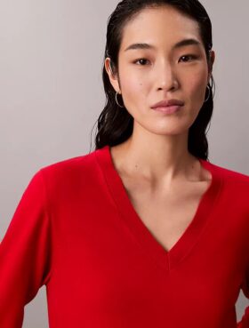 Camisola de Lã Merino com Decote em V