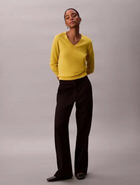 Camisola de Lã Merino com Decote em V