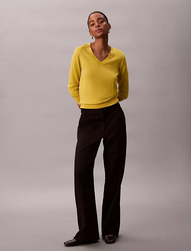 Camisola de Lã Merino com Decote em V Camisola de Lã Merino com Decote em V