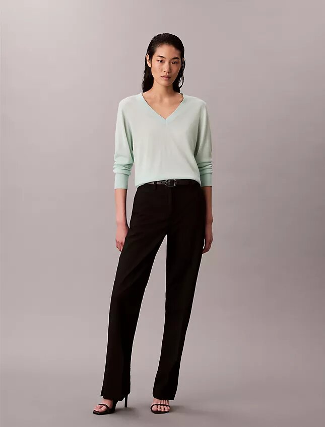 Camisola de Lã Merino com Decote em V Camisola de Lã Merino com Decote em V