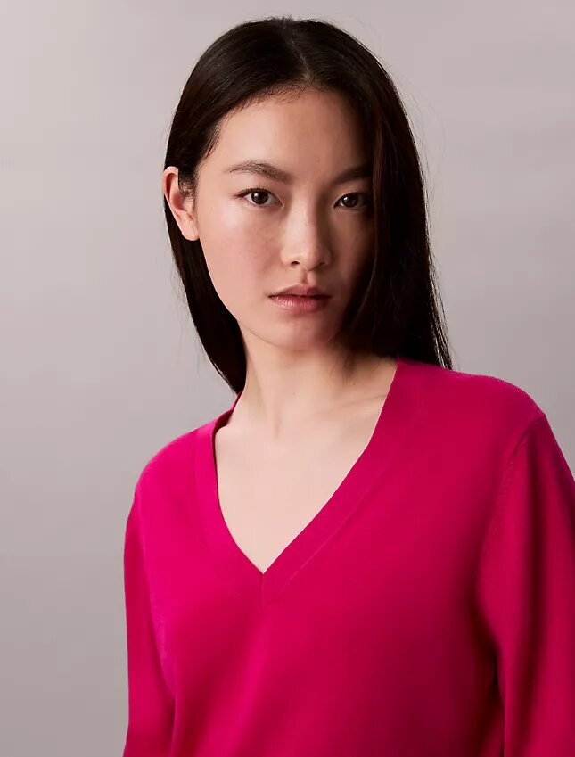Camisola de Lã Merino com Decote em V Camisola de Lã Merino com Decote em V