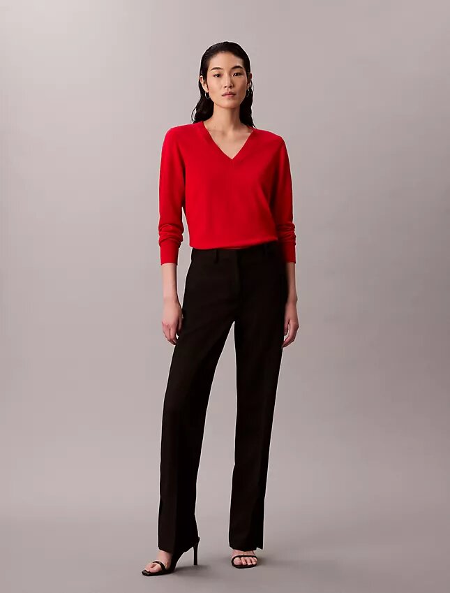 Camisola de Lã Merino com Decote em V Camisola de Lã Merino com Decote em V