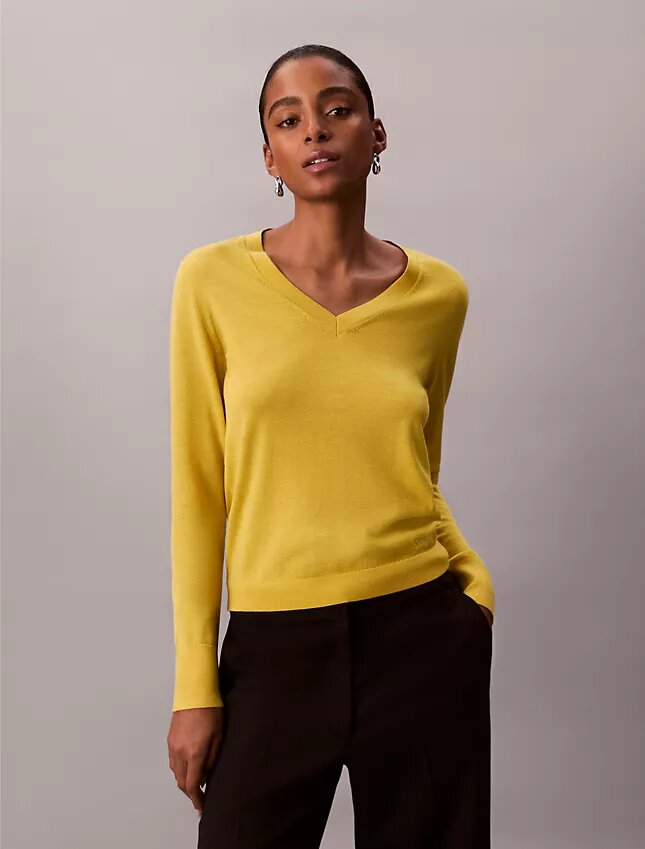 Camisola de Lã Merino com Decote em V Camisola de Lã Merino com Decote em V