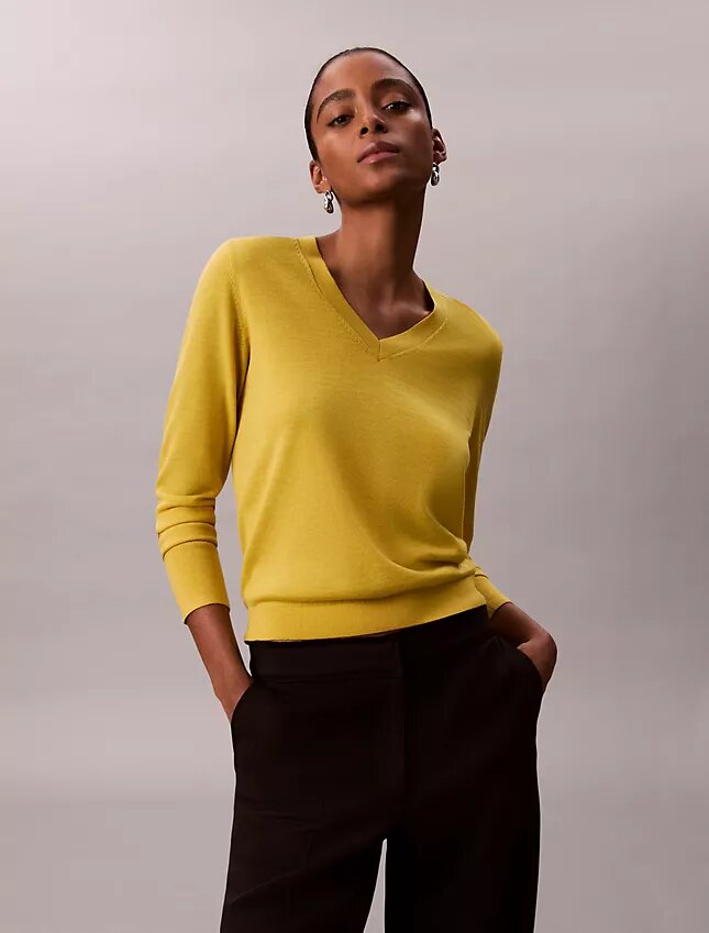 Camisola de Lã Merino com Decote em V Camisola de Lã Merino com Decote em V