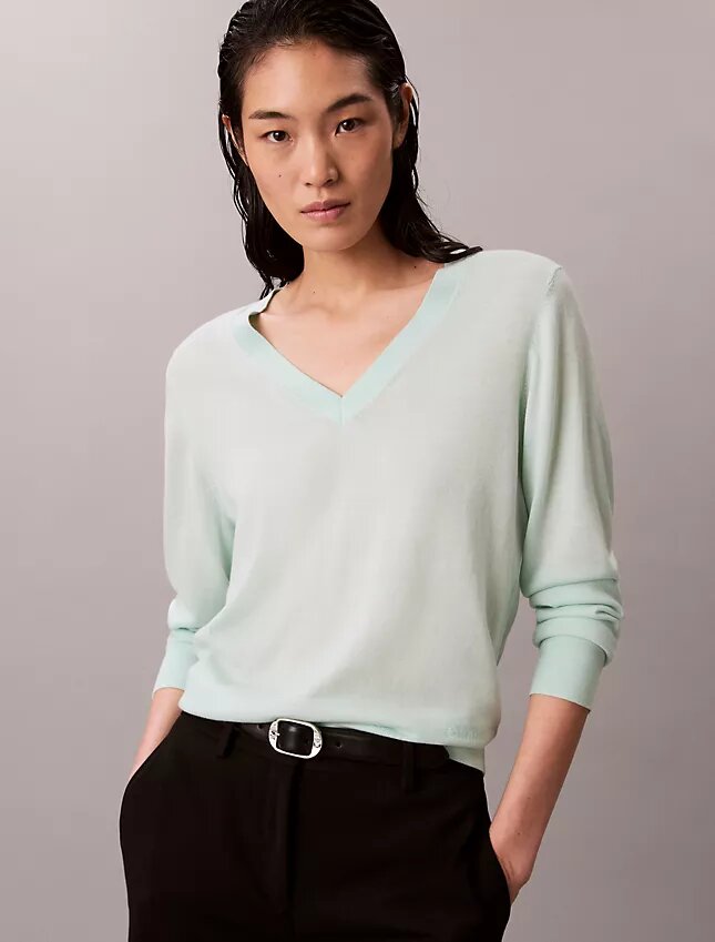 Camisola de Lã Merino com Decote em V Camisola de Lã Merino com Decote em V