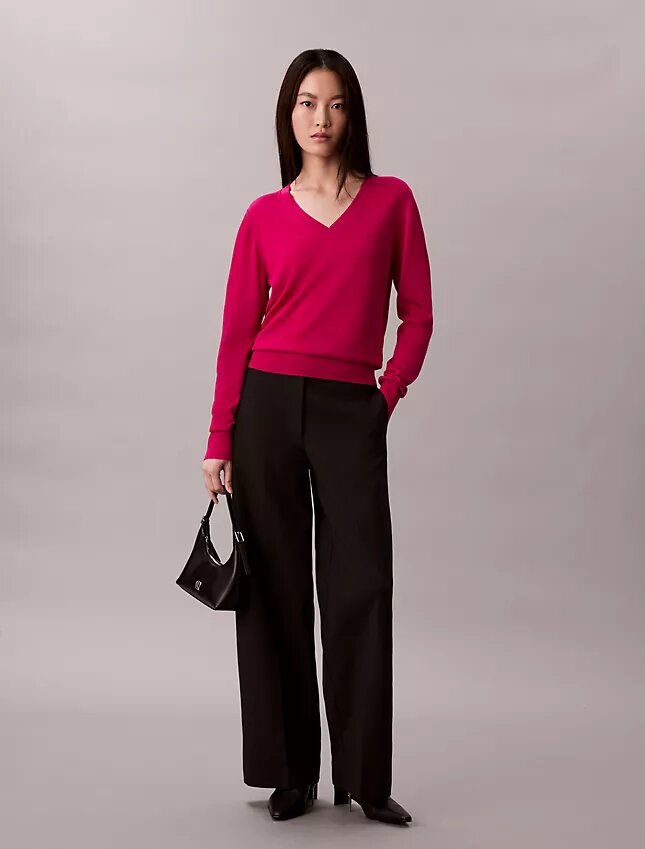 Camisola de Lã Merino com Decote em V Camisola de Lã Merino com Decote em V