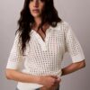 Camisola de malha aberta com gola polo Camisola de malha aberta com gola polo